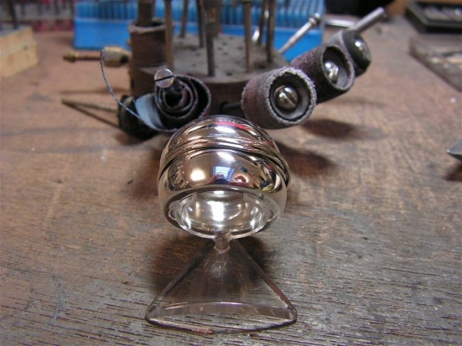 zilveren bolring met draad