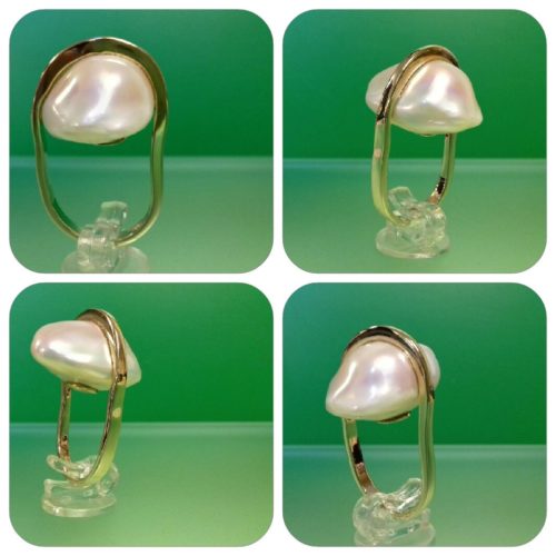parel in 18 krt gouden ring